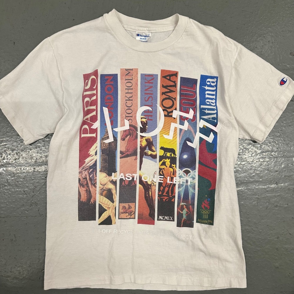 Champion Mens Last One Left Recycled Project T Shirt Medium White Preowned 1996